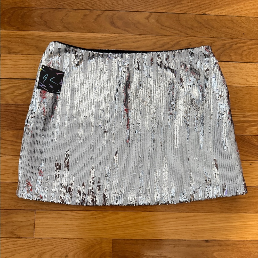 NASTY GAL Silver Sequin Mini Skirt Size Small - New with Tag